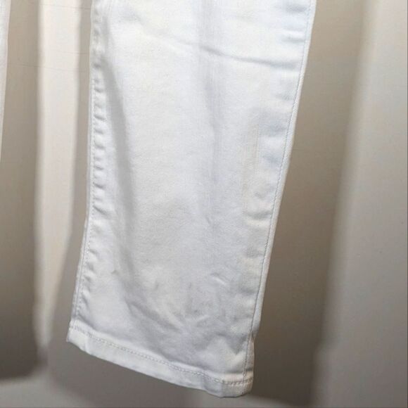 Ann Taylor LOFT White Underbelly Maturity Pull On Cotton Jeans W/Tan Waist - Picture 4 of 8